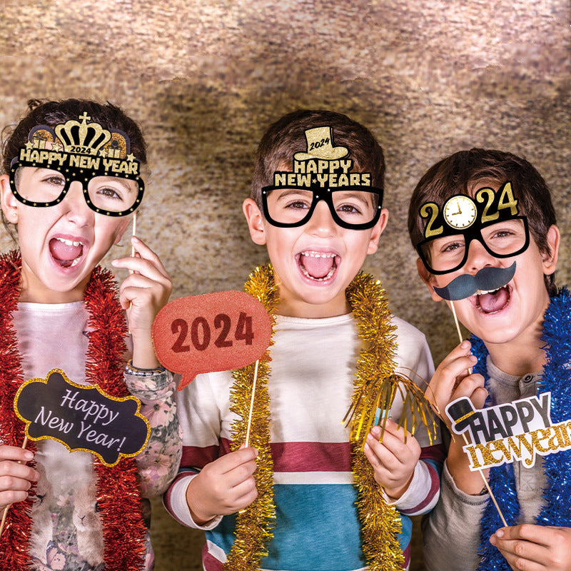 Wholesale Happy New Year Paper 3D Glasses Decoration
